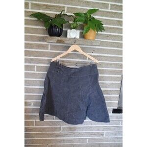 Garnet Hill Skirt 16 Gray Corduroy Flare/ Kilt With Buckles 100% Cotton A-line